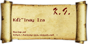 Kálnay Iza névjegykártya